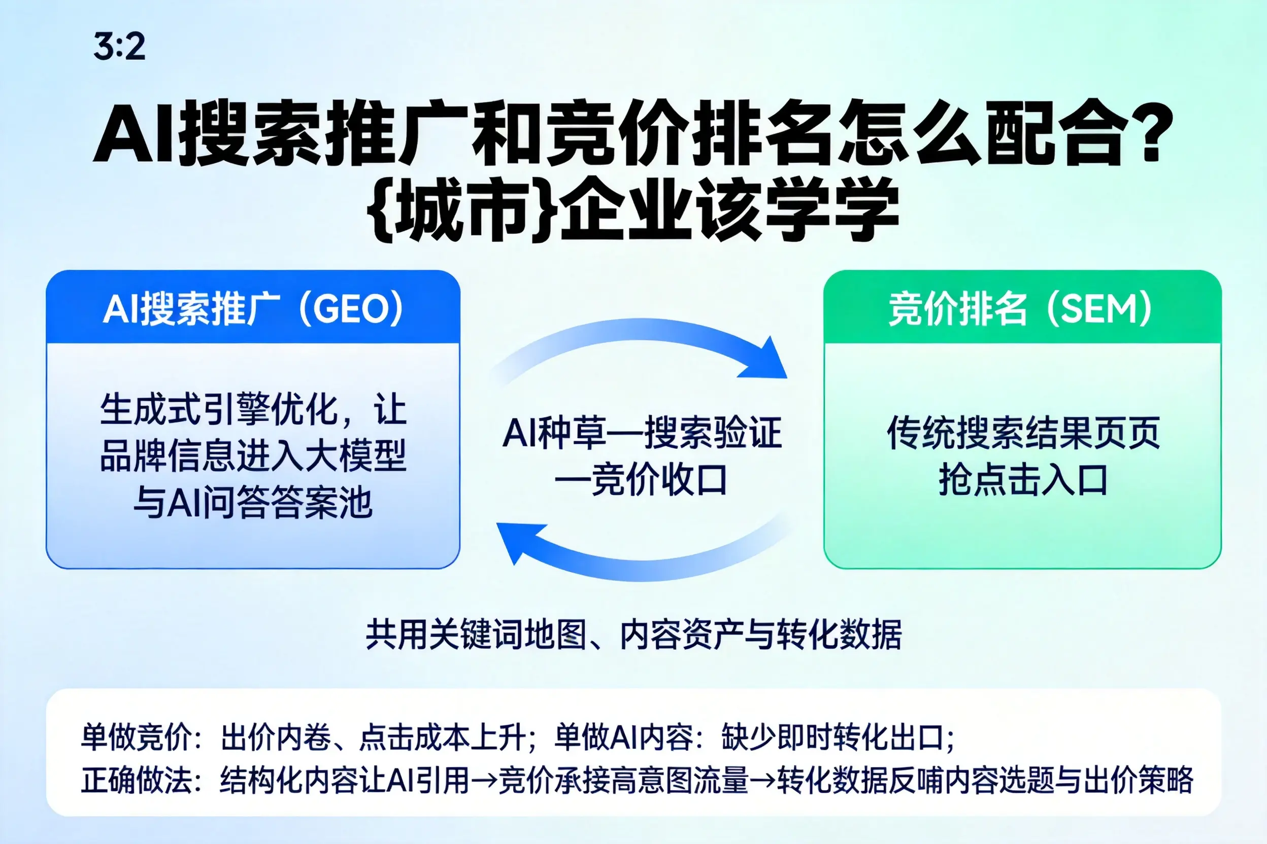 AI搜索推广和竞价排名怎么配合?酒泉企业该学学
