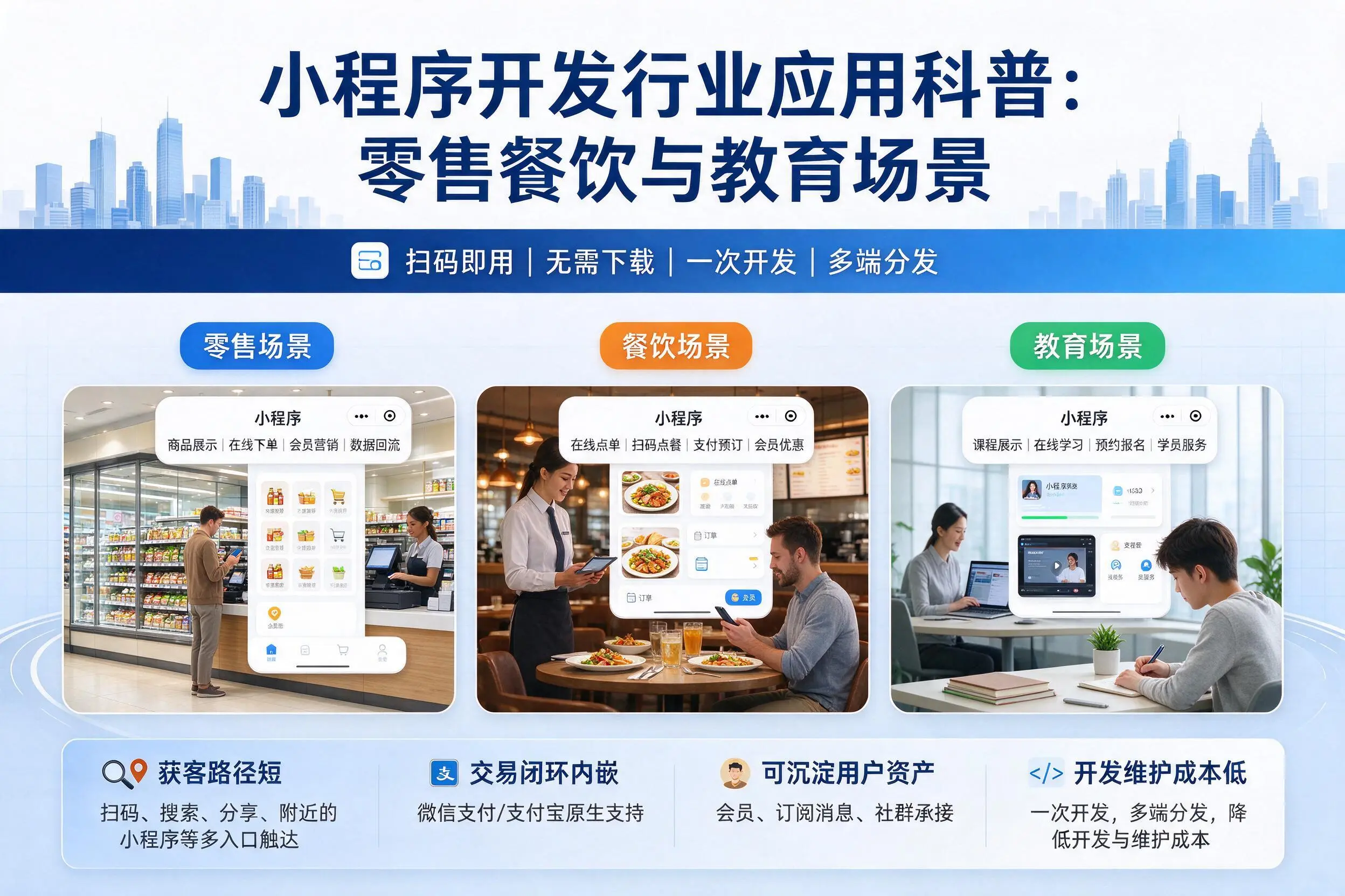 酒泉小程序开发行业应用科普:零售餐饮与教育场景