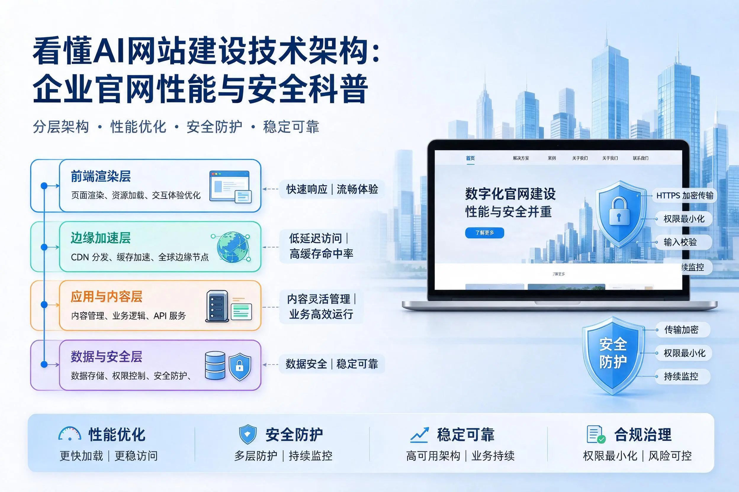 看懂AI网站建设技术架构:酒泉企业官网性能与安全科普