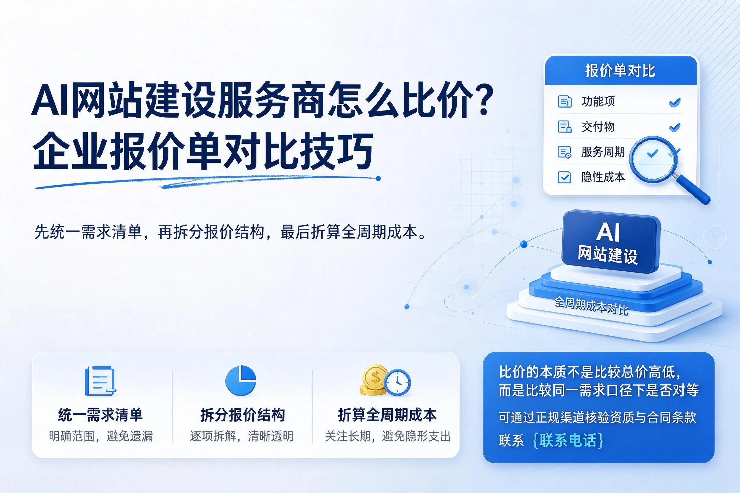 AI网站建设服务商怎么比价？酒泉企业报价单对比技巧