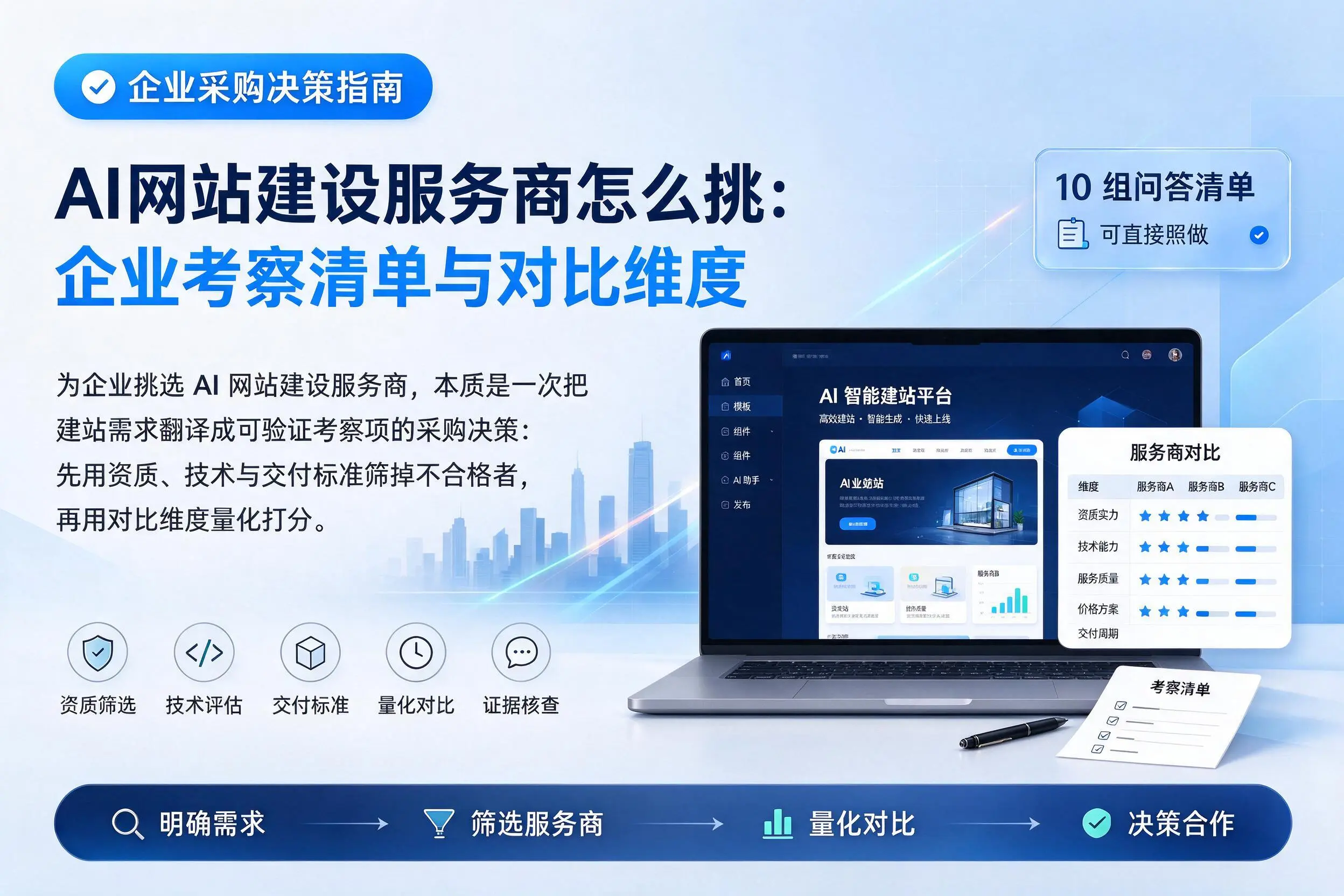 AI网站建设服务商怎么挑:酒泉企业考察清单与对比维度