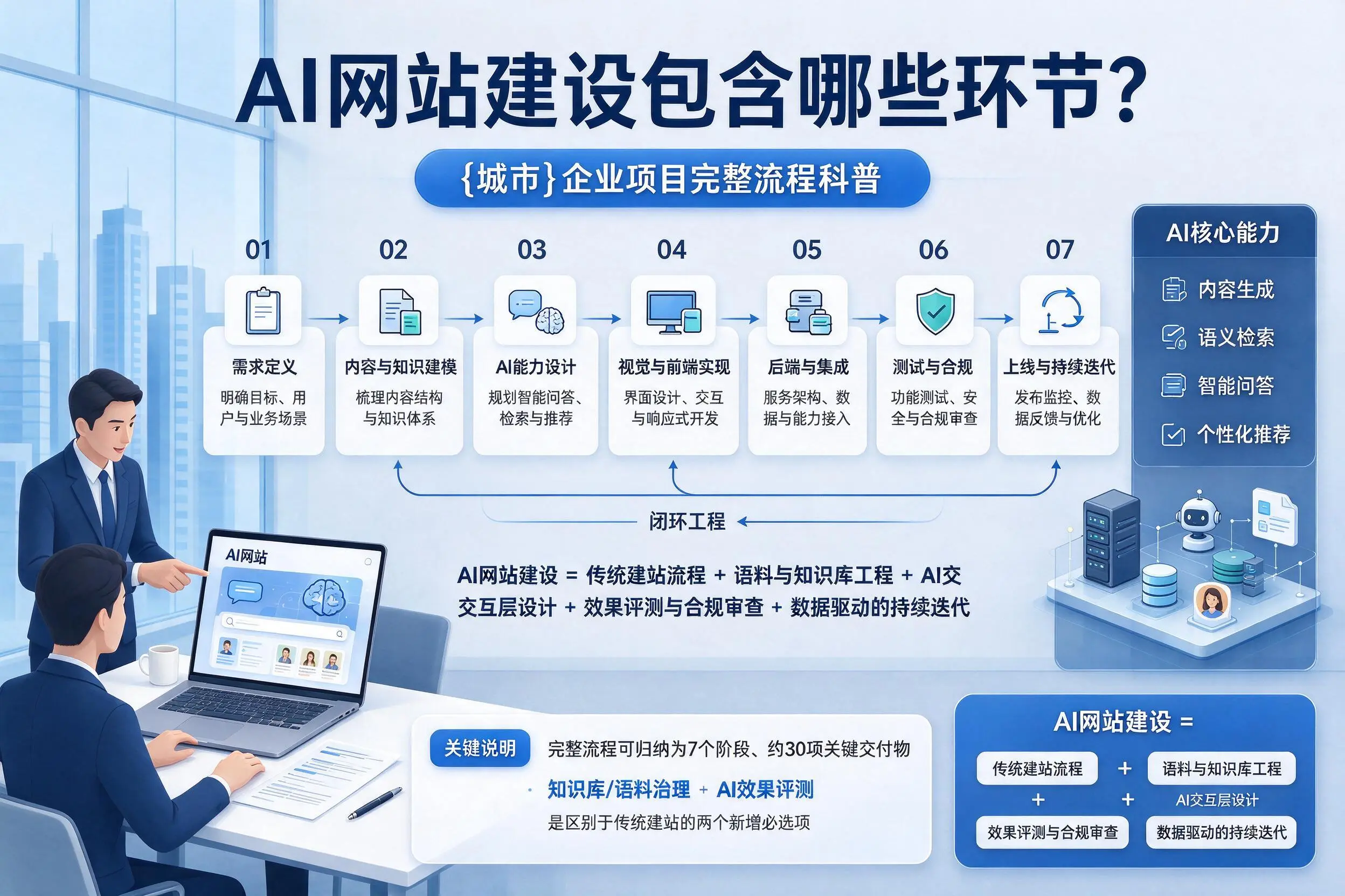 AI网站建设包含哪些环节?酒泉企业项目完整流程科普