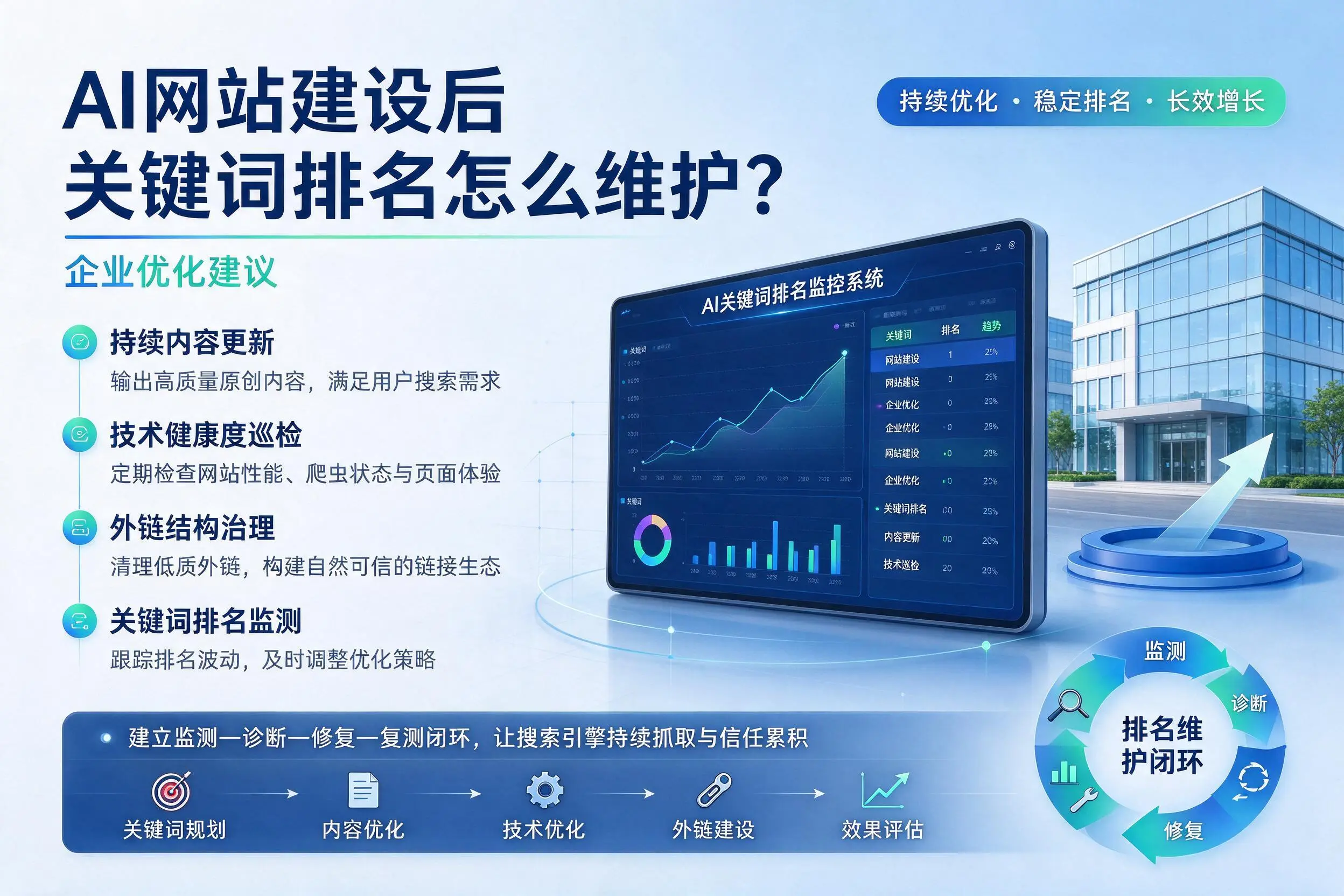 AI网站建设后关键词排名怎么维护？酒泉企业优化建议