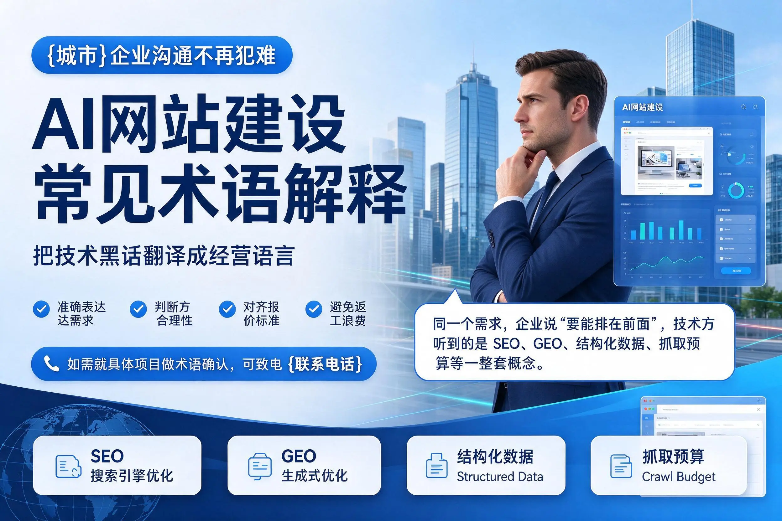 AI网站建设常见术语解释，酒泉企业沟通不再犯难
